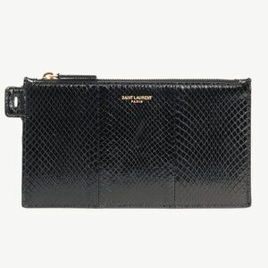 Saint Laurent Black Snakeskin Flat Wallet